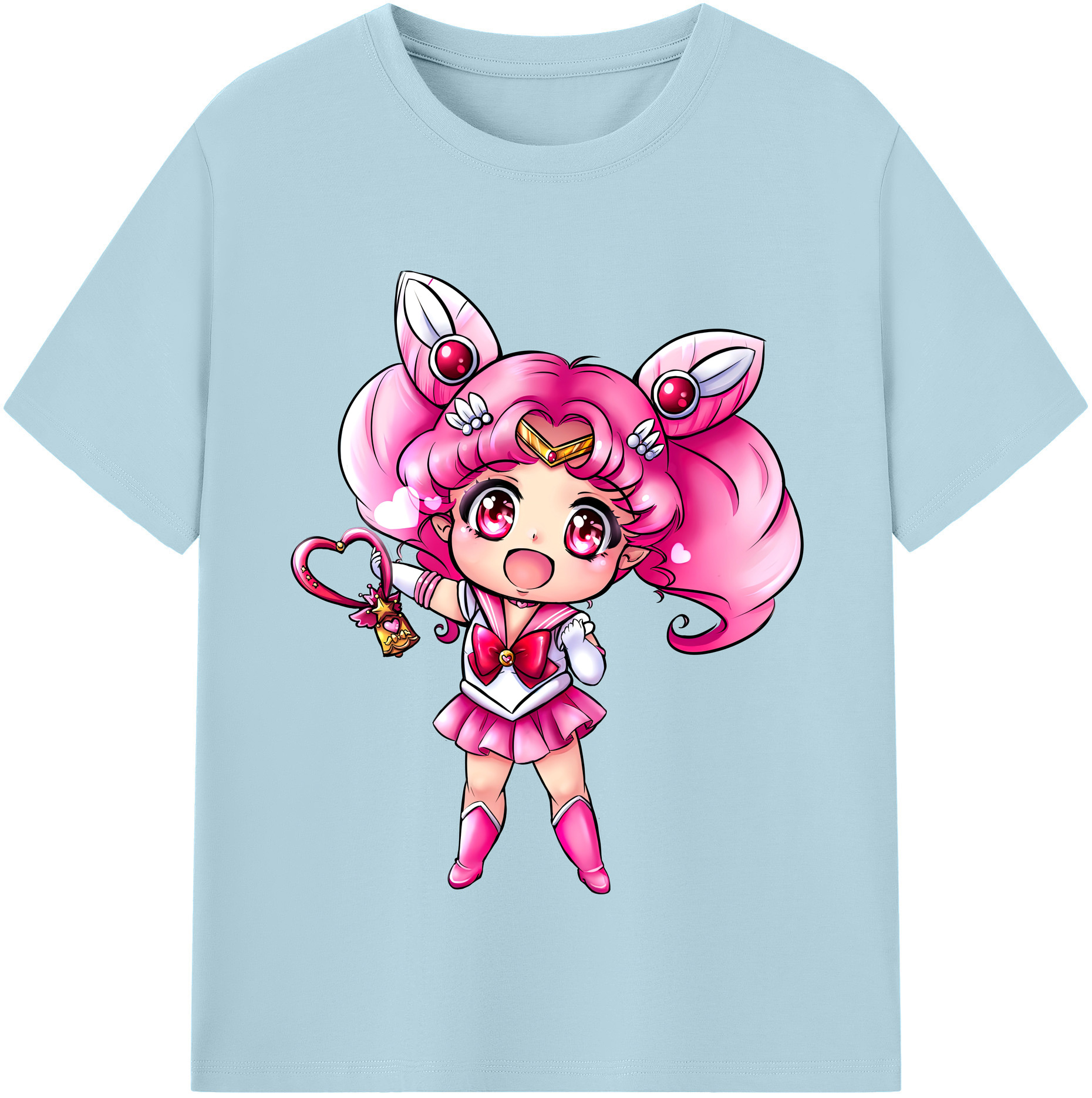 （画像用） 美少女戦士セーラームーン ちびうさ Sailor Moon Chibiusa Tsukino Usagi Small Lady Serenity 綿100％半袖Tシャツ（フロントプリント）